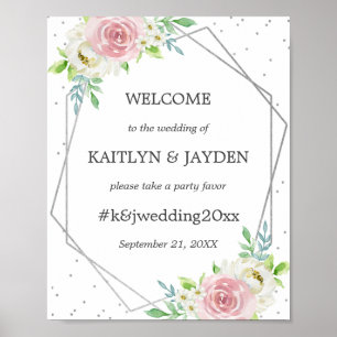 Affiche Mariage floral à huile géométrique chic