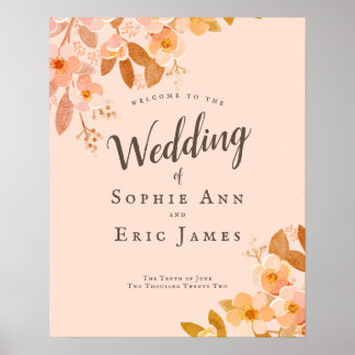 Affiche Mariage Floral Apricot Blush Accueil