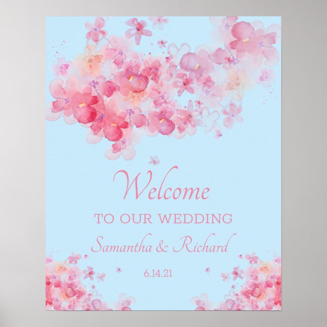 Affiche Mariage Floral Aquarelle Élégant (Devant)