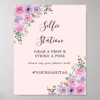 Affiche Mariage Floral Aquarelle Rose Élégant