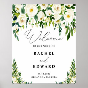 Affiche Mariage floral blanc