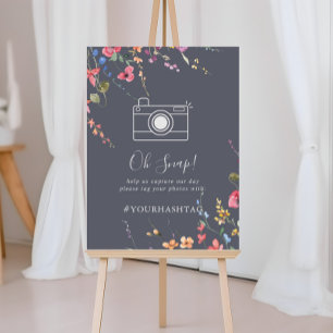 Affiche Mariage floral bleu classique Oh Snap