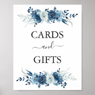 Affiche Mariage floral couleur aquarelle bleue Cartes & Ca