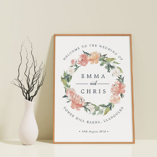 Affiche Mariage Floral de miété Bienvenue