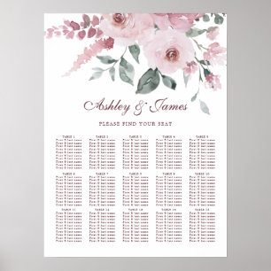 Affiche Mariage Floral Dusty Rose Rose