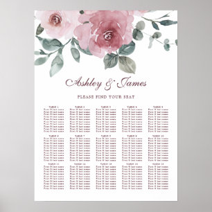 Affiche Mariage Floral Dusty Rose Rose
