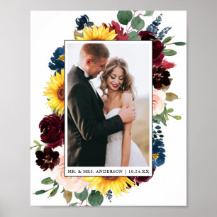 Affiche Mariage Floral Élégant Aquarelle