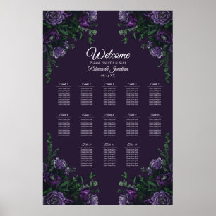 Affiche Mariage floral pourpre