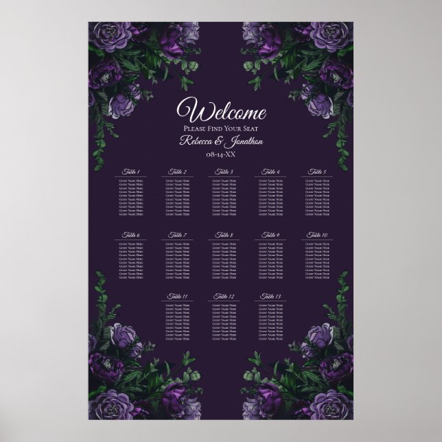 Affiche Mariage floral pourpre (Devant)