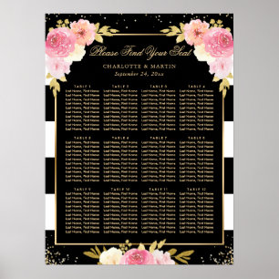 Affiche Mariage floral rose d'or noir Graphique 12