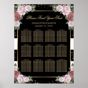 Affiche Mariage floral rose d'or noir Graphique 12