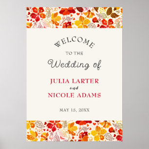 Affiche Mariage Floral Tropical Hibiscus Orange Brûlé