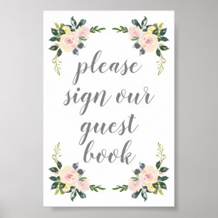 Affiche Mariage Flore Ressort Blush Signer Notre Livre D'I