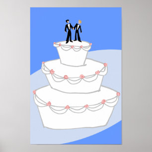 Affiche Mariage Gâteau Deux Pièces