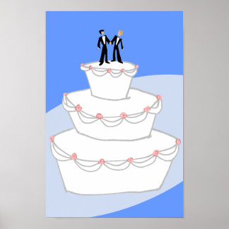 Affiche Mariage Gâteau Deux Pièces