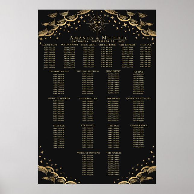 Affiche Mariage Gold Sun & Moon Tarot (Devant)