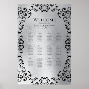 Affiche Mariage gothique argenté et noir