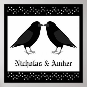 Affiche Mariage gothique Baiser Ravens Personnalisé