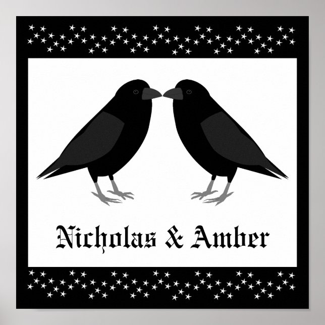 Affiche Mariage gothique Baiser Ravens Personnalisé (Devant)