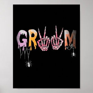 Affiche Mariage gothique Éffrayant Halloween Squelette Gro