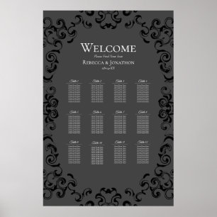 Affiche Mariage gothique gris et noir