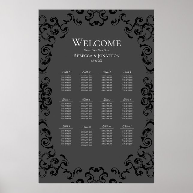Affiche Mariage gothique gris et noir (Devant)