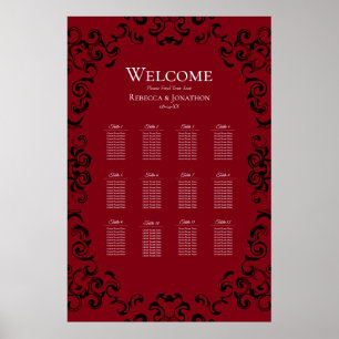 Affiche Mariage gothique rouge et noir