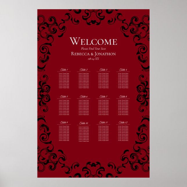 Affiche Mariage gothique rouge et noir (Devant)