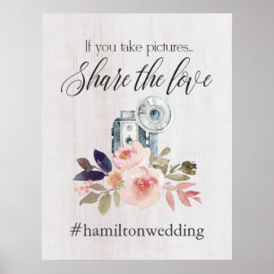 Affiche Mariage hashtag panneau instagram