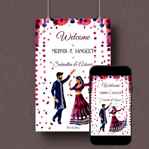 Affiche Mariage indien Mehndi Sangeet signe moderne d'accu