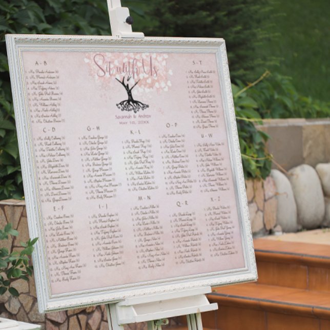 Affiche Mariage Inséparable simple Pink Heart Leaf Tree (Créateur téléchargé)