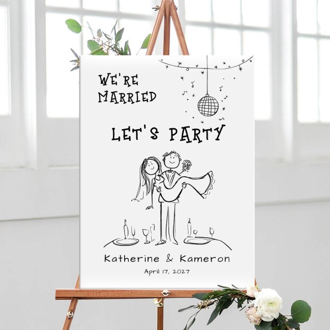 Affiche Mariage Intime Dessiné à la Main et Fantaisiste de (Créateur téléchargé)