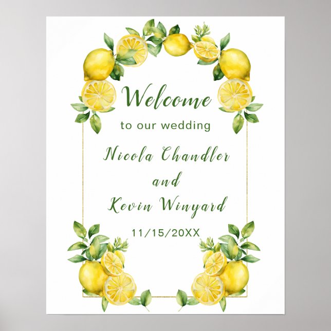 Affiche Mariage italien citron vert accueil (Devant)