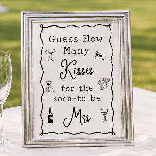 Affiche Mariage Italien Noir Devinez Combien de Baisers