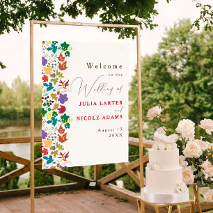 Affiche Mariage Jaune Moutarde Violet Fleur de Prairie