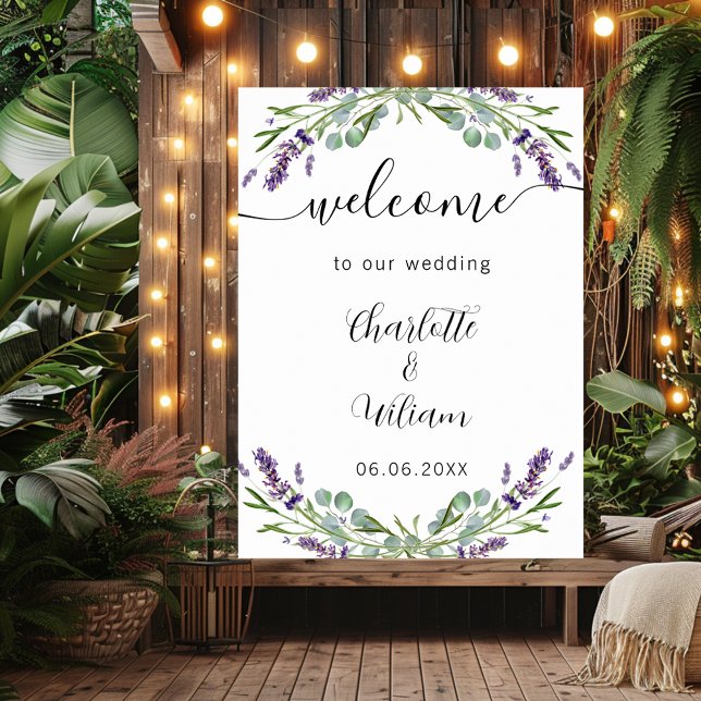 Affiche Mariage lavande eucalyptus verdure bienvenue (Créateur téléchargé)