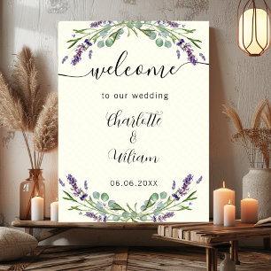 Affiche Mariage lavande ivoire eucalyptus bienvenue