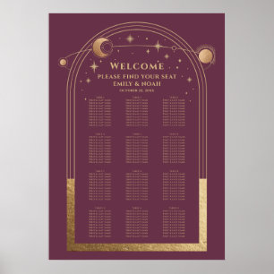 Affiche Mariage Lune Soleil Étoiles Fleur de Prunier Mysti