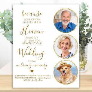 Affiche Mariage Mémorial Personnalisé Or 3 Photo Poème du
