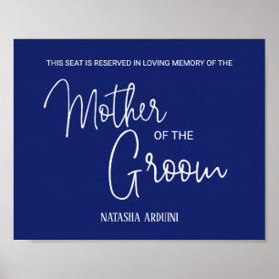 Affiche Mariage Mémorial Place Réservée Père ou Mère Bleu