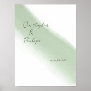 Affiche Mariage Minimaliste Calligraphie Aquarelle Sauge