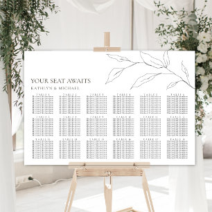 Affiche Mariage minimaliste en feuilles d'olive 18 Table a