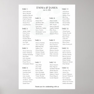 Affiche Mariage Minimaliste Esperluette Plan de table 14