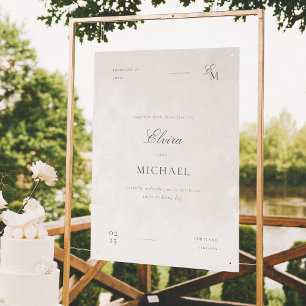 Affiche Mariage Minimaliste Ivory Editorial de Bienvenue