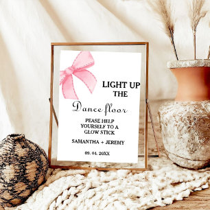 Affiche Mariage minimaliste moderne Bow rose Llow stick