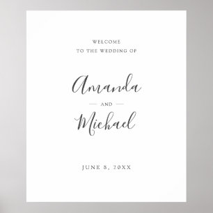 Affiche Mariage minimaliste moderne gris et blanc Accueil