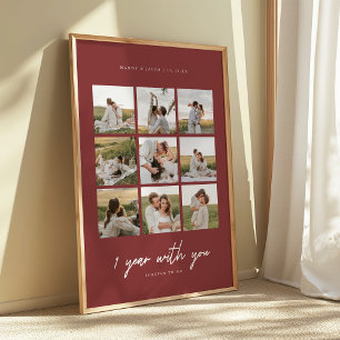 Affiche Mariage Minimaliste Rouge Foncé 1re Célébration 9-