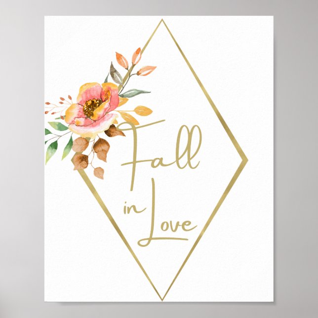 Affiche Mariage moderne automne fleurie chute d'amour sign (Devant)