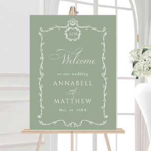 Affiche Mariage Moderne Classique Vert Sauge Français de B