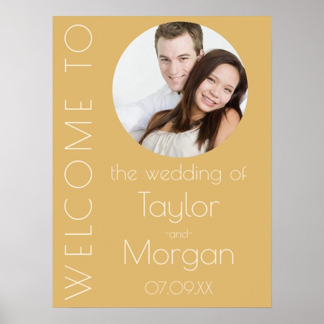 Affiche Mariage moderne de bienvenue photo tonale Champagn (Devant)